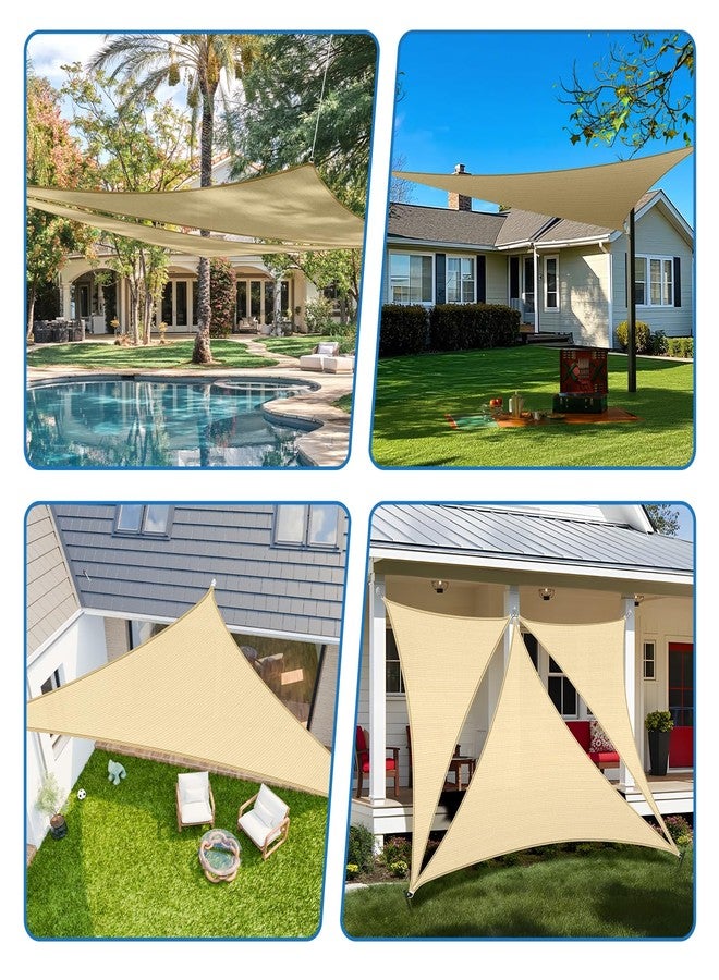 TANG 6' x 6' x 6' Sun Shade Sail Triangle Shade Canopy Patio Cover UV Block Permeable Cloth Fabric for Pergola Backyard Porch Deck Garden Carport Awning Outdoor Activity, Beige - Image 2